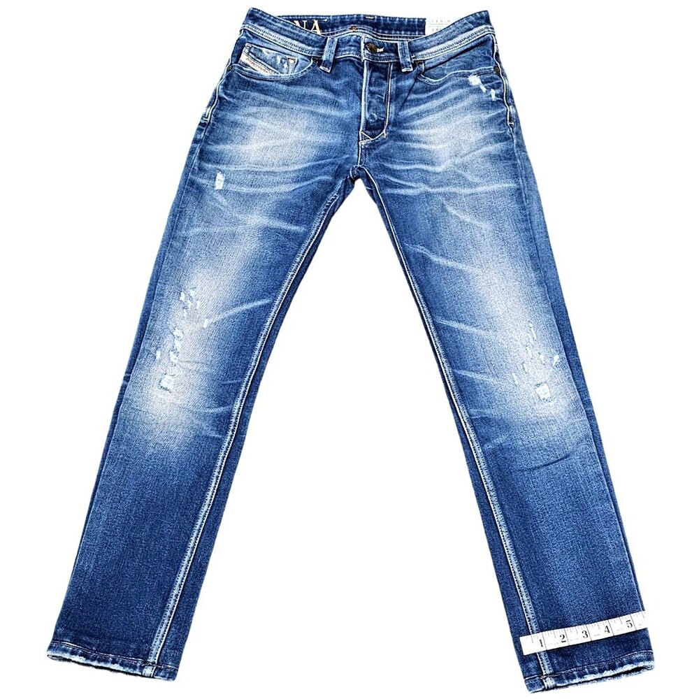Diesel Men's Distressed Blue Jeans 28x32 Straight Fit Larkee Wash 0808R Stretch - Picture 13 of 16